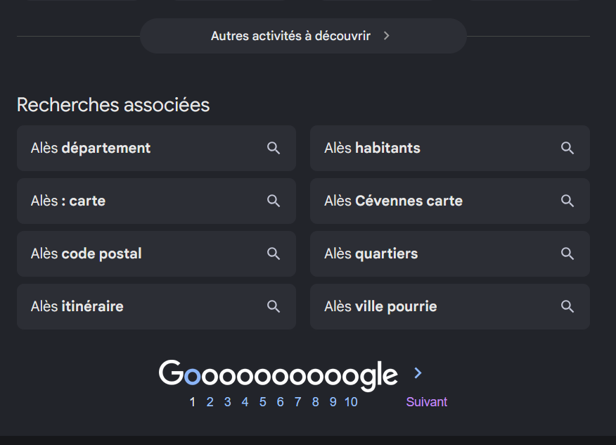 Tu te poses des questions quand google fait des suggestions de recherches de ce style pour la ville dans laquelle t'habites ?