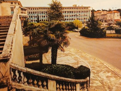 Les escaliers de la maréchale et le centre administratif ( le centre est détruit les escaliers mènent au cinéma cinéplanet.)
carte postale ancienne semi-moderne Alès GARD